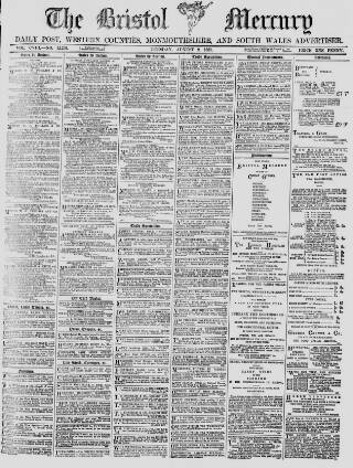 cover page of Bristol Mercury published on August 2, 1887