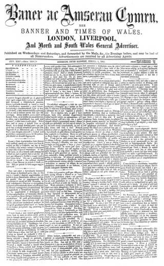 cover page of Baner ac Amserau Cymru published on April 1, 1882