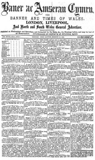 cover page of Baner ac Amserau Cymru published on June 13, 1885