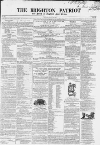 cover page of Brighton Patriot published on August 2, 1836