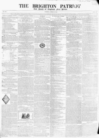 cover page of Brighton Patriot published on April 23, 1839