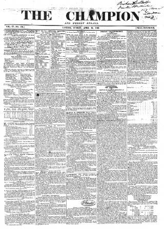 cover page of The Champion published on April 19, 1840
