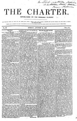 cover page of The Charter published on August 18, 1839