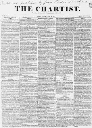 cover page of The Chartist published on June 23, 1839