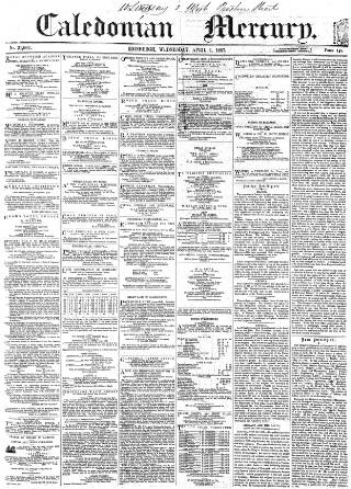 cover page of Caledonian Mercury published on April 1, 1857