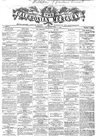 cover page of Caledonian Mercury published on June 13, 1863