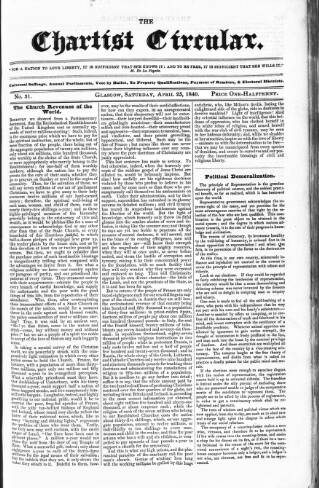 cover page of Chartist Circular published on April 25, 1840