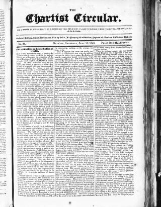 cover page of Chartist Circular published on June 13, 1840