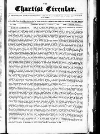 cover page of Chartist Circular published on August 21, 1841