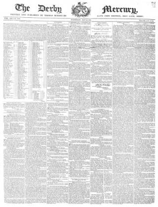 cover page of Derby Mercury published on May 22, 1839