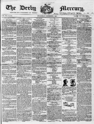 cover page of Derby Mercury published on November 2, 1859