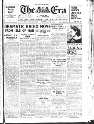 cover page of The Era published on April 1, 1936