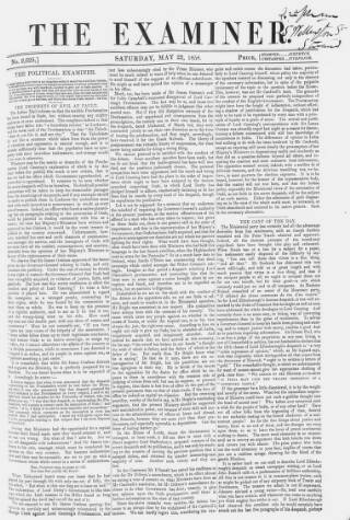 cover page of The Examiner published on May 22, 1858
