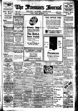 cover page of Freeman's Journal published on September 28, 1923