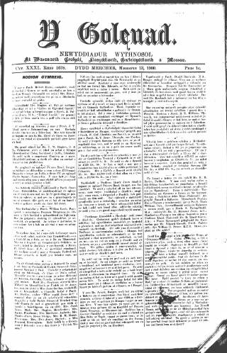 cover page of Y Goleuad published on June 13, 1900