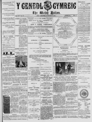 cover page of Y Genedl Gymreig published on November 2, 1887
