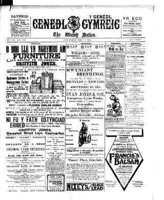 cover page of Y Genedl Gymreig published on April 1, 1902