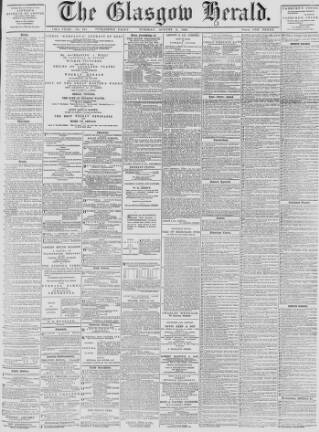 cover page of Glasgow Herald published on August 2, 1892