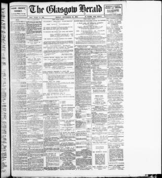 cover page of Glasgow Herald published on September 22, 1916