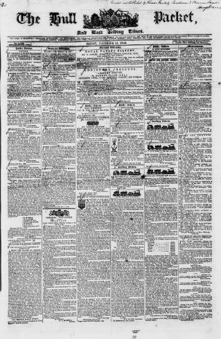 cover page of Hull Packet published on December 13, 1844