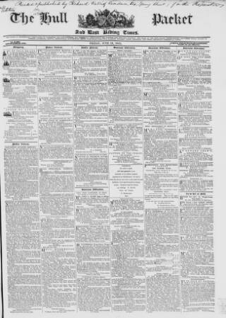 cover page of Hull Packet published on June 13, 1851