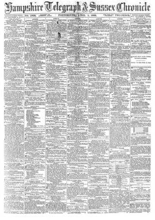 cover page of Hampshire Telegraph published on April 1, 1893