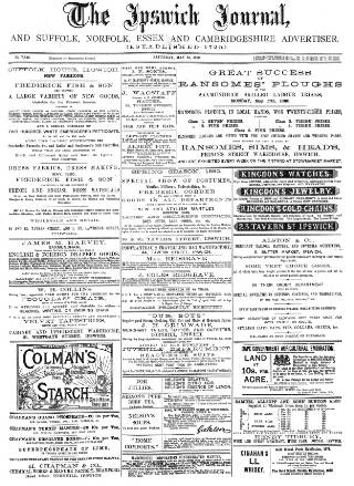 cover page of Ipswich Journal published on May 22, 1880