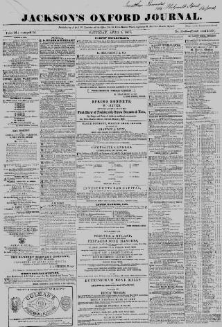cover page of Oxford Journal published on April 1, 1865