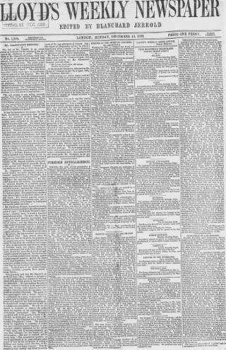 cover page of Lloyd's Weekly Newspaper published on December 13, 1868