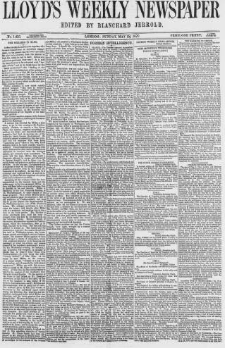 cover page of Lloyd's Weekly Newspaper published on May 22, 1870