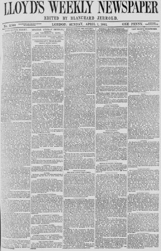 cover page of Lloyd's Weekly Newspaper published on April 1, 1883