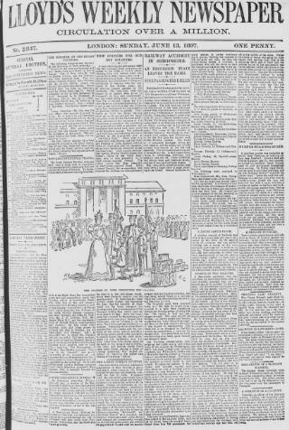 cover page of Lloyd's Weekly Newspaper published on June 13, 1897