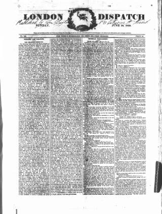 cover page of London Dispatch published on June 30, 1839