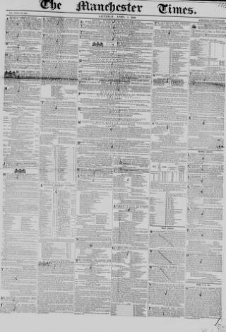 cover page of Manchester Times published on April 1, 1848