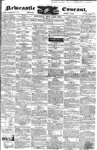 cover page of Newcastle Courant published on April 1, 1842