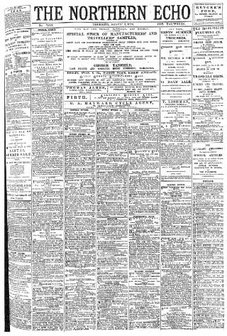 cover page of Northern Echo published on August 2, 1894