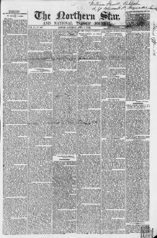 cover page of Northern Star and Leeds General Advertiser published on April 1, 1848