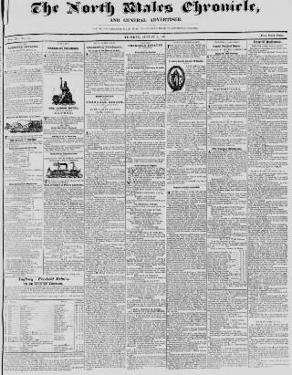 cover page of North Wales Chronicle published on August 2, 1836