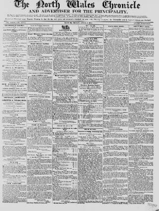 cover page of North Wales Chronicle published on April 1, 1853