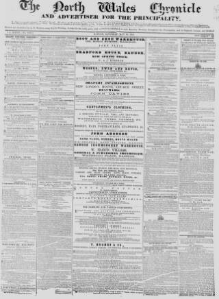 cover page of North Wales Chronicle published on May 22, 1858