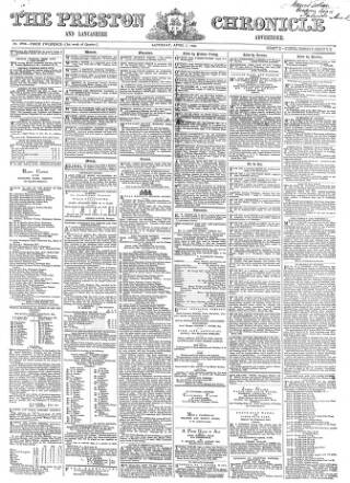 cover page of Preston Chronicle published on April 1, 1865