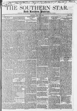 cover page of Southern Star published on May 10, 1840