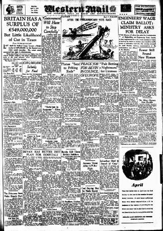 cover page of Western Mail published on April 1, 1950
