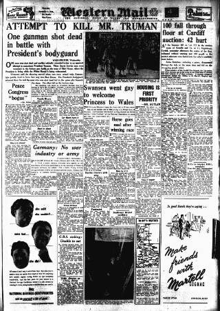 cover page of Western Mail published on November 2, 1950