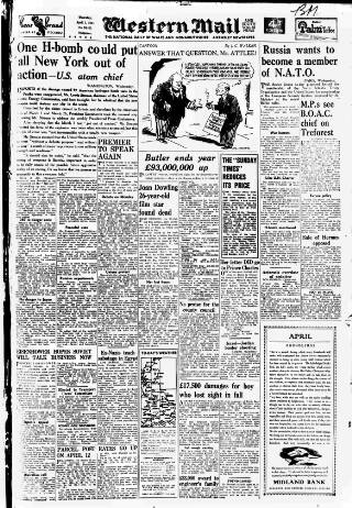 cover page of Western Mail published on April 1, 1954