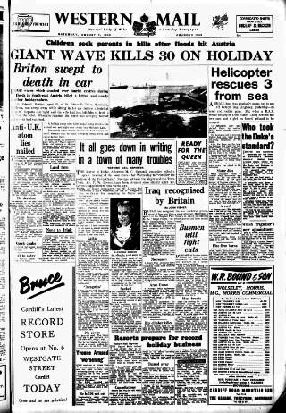 cover page of Western Mail published on August 2, 1958