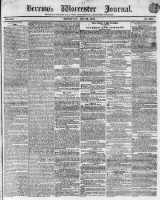 cover page of Worcester Journal published on May 22, 1834