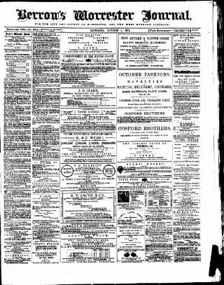 cover page of Worcester Journal published on October 4, 1879