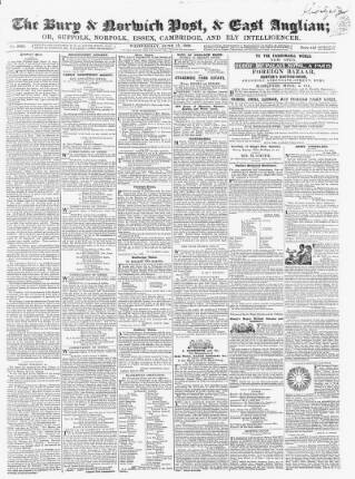 cover page of Bury and Norwich Post published on June 13, 1838