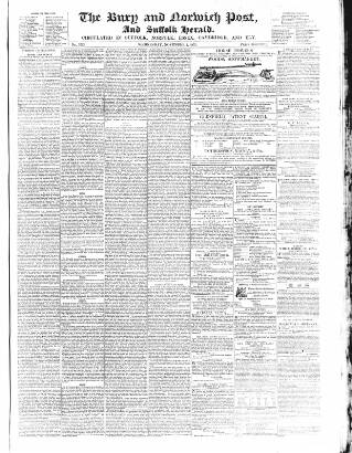 cover page of Bury and Norwich Post published on November 2, 1853